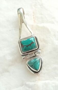 Turquoise Crystal gemstone silver pendant