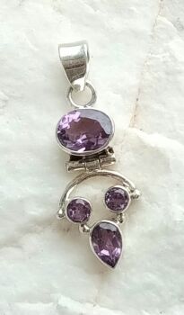 Amethyst Silver crystal gemstone pendant