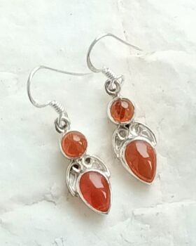 Carnelian crystal silver earrings