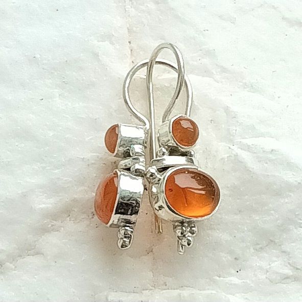 Carnelian Gemstone Silver Earrings