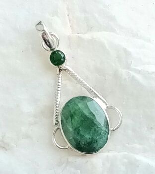 Emerald Crystal gem silver pendant