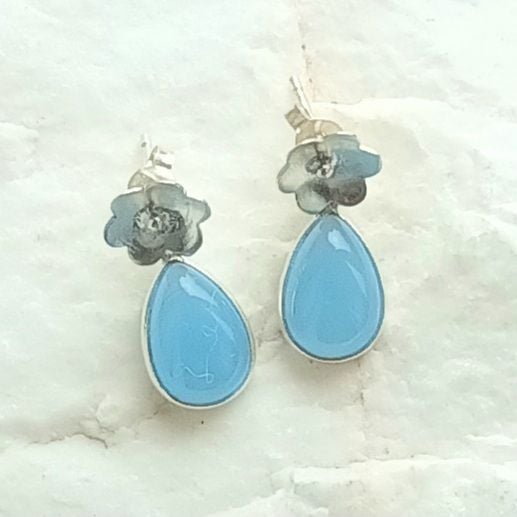 Chalcedony Sterling Silver Gem Earrings