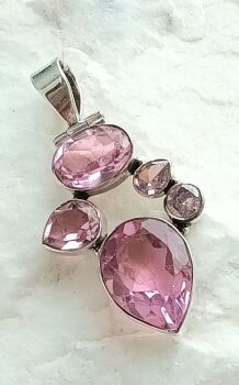 Sterling silver pink crystal pendant