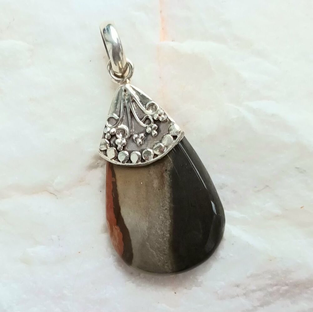 Mocha Agate Gemstone Jewellery Silver Pendant