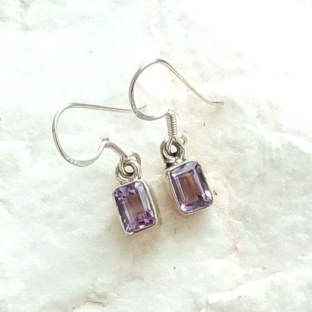 Amethyst Faceted Sterling Silver Earrings