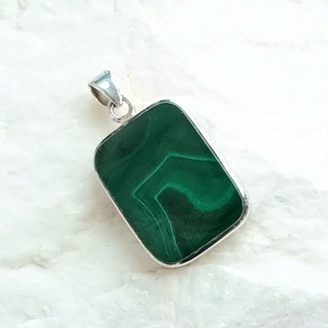 Malachite Sterling Silver Gemstone Pendant