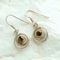 Crystal silver tigers eye earrings