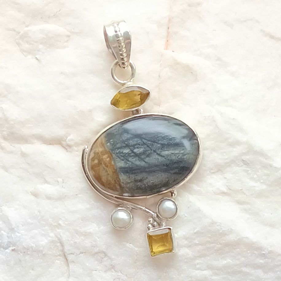 Citrine Faceted Gemstone Crystal Pendant