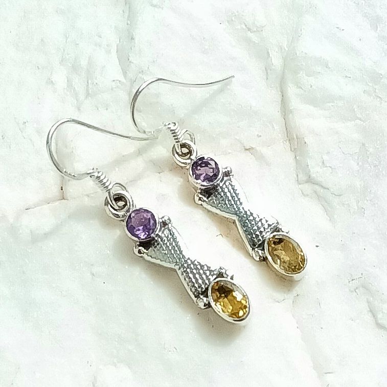 Citrine Charming Gemstone Silver Earrings