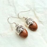 Goldstone ornate gemstone earrings