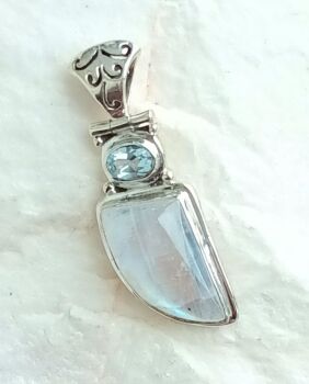 Moonstone blue topaz crystal pendant silver