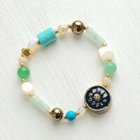 Crystal amazonite hematite turquoise bracelet