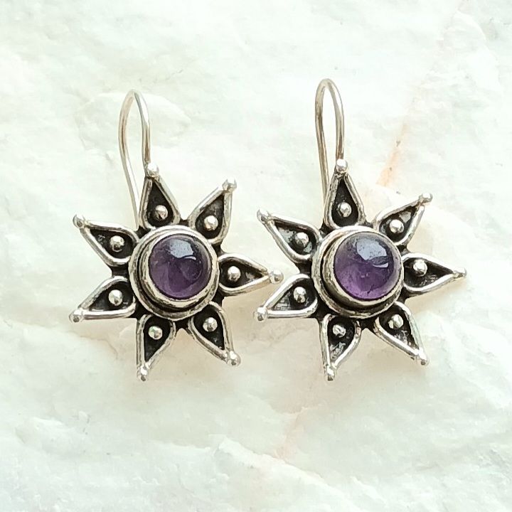 Amethyst Sterling Silver Gemstone Earrings