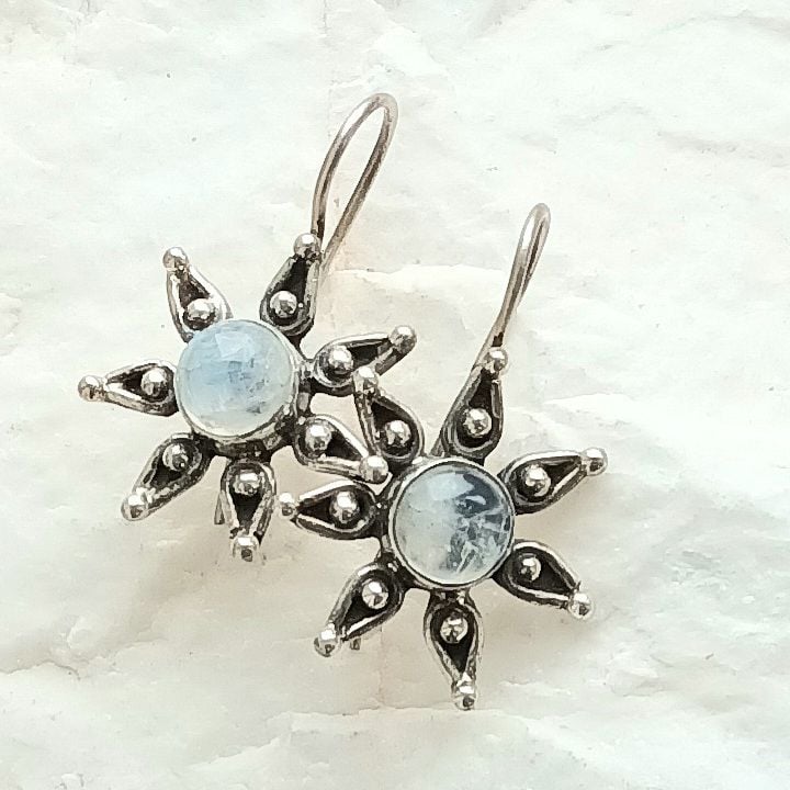 Moonstone Dangle Decorative Silver Earrings