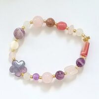 Fluorite flower crystal gold bracelet jewellery