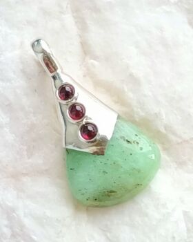 Crystal silver ruby fuchsite pendant