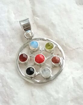 Multi gem silver jewellery pendant