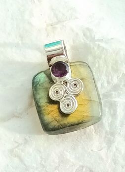 Silver crystal jewellery labradorite anethyst