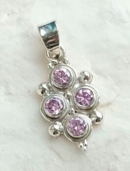 Pink quartz silver crystal pendant