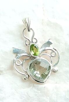 Angel wing green amethyst pendant