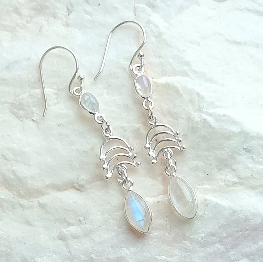 Moonstone Stylish Gemstone Sterling Silver Earrings