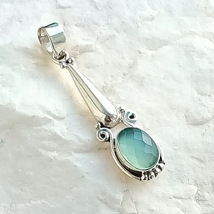 Chalcedony Sterling Silver Gemstone Pendant