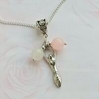 Fertility goddess moonstone rose quartz necklace