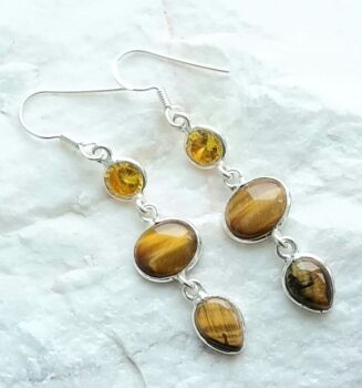 Sterling silver tigers eye earrings