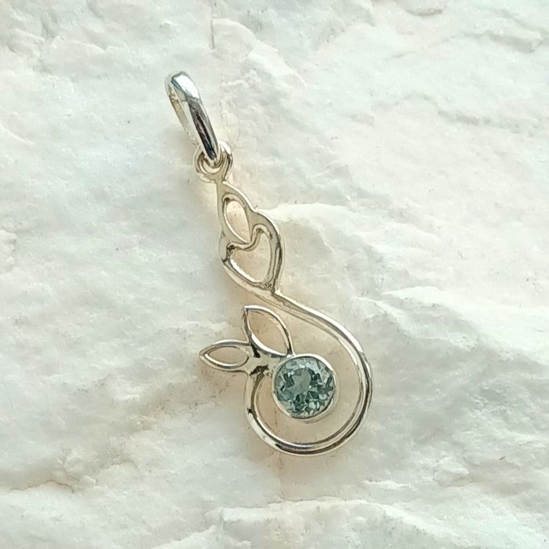 Blue Topaz Silver Gemstone Pendant