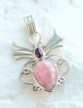 Garnet rhodonite silver crystal jewellery