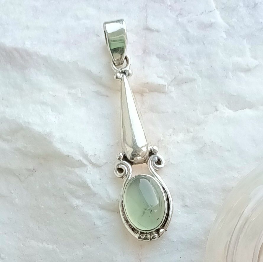 Prehnite Stunning Sterling Silver Gemstone Pendant