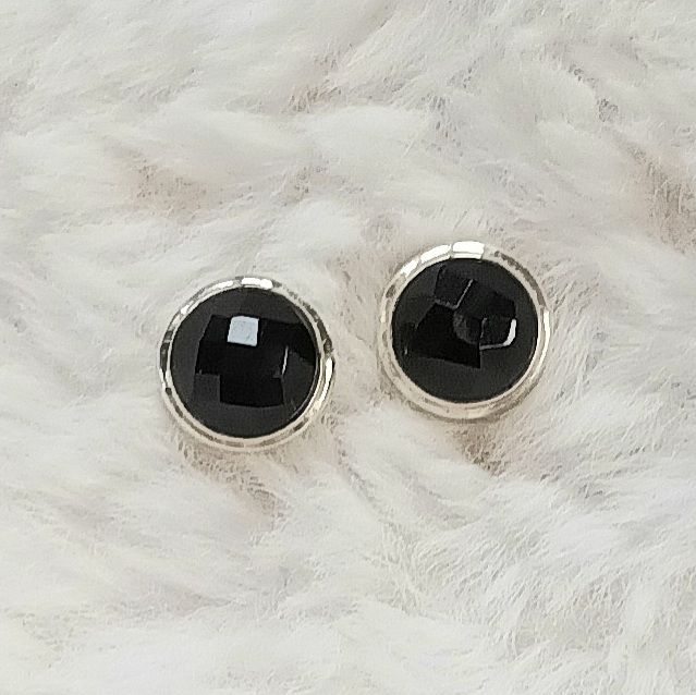 Black Onyx Decorative Faceted Gemstone Earrings