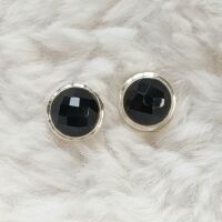 Black onyx stud silver earrings