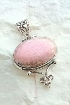 Pink rhodonite crystal silver jewellery