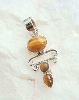 Tigers eye crystal silver jewellery pendant