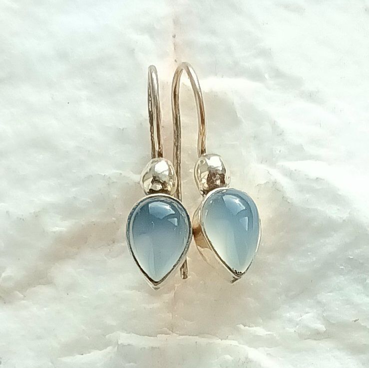 Chalcedony Elegant Gemstone Sterling Silver Earrings