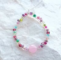 Rose quartz necklace bead silver