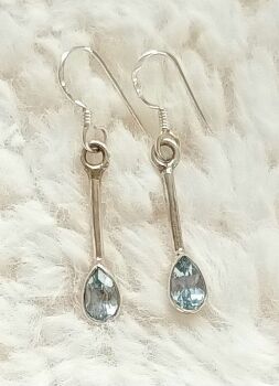 Blue topaz silver gem earrings