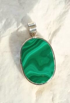 Green malachite silver jewellery pendant
