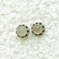 Stud earrings rose quartz silver
