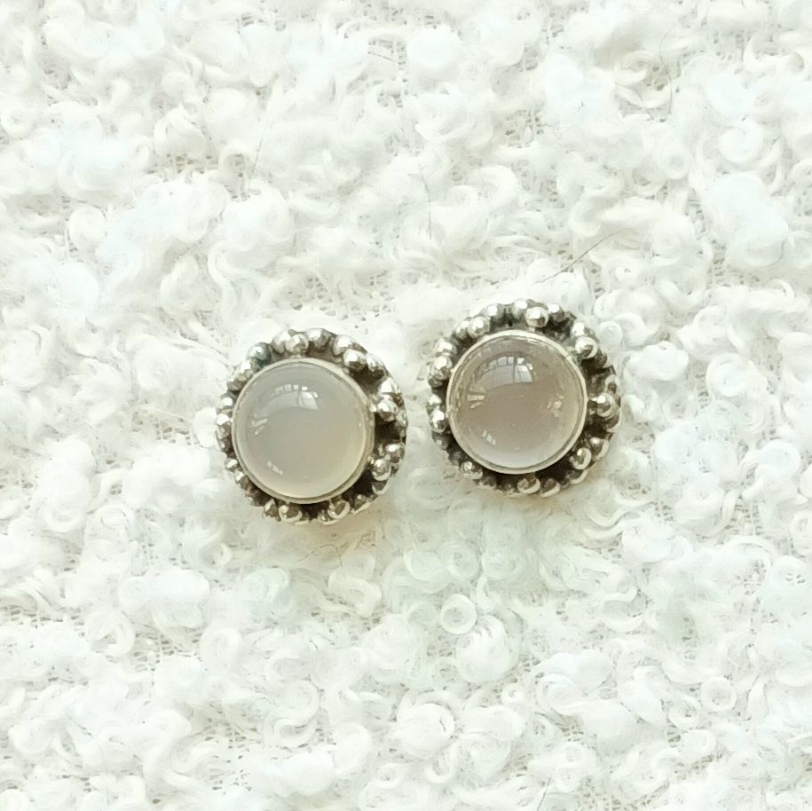 Rose Quartz Crystal Gem Silver Earrings