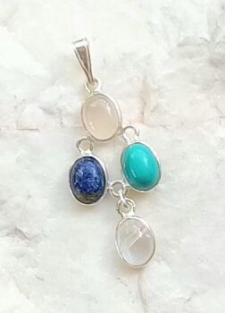 Moonstone silver gemstone lapis pendant