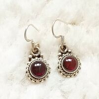 Garnet silver crystal earrings