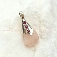 Rose quartz garnet pendant sterling silver jewel