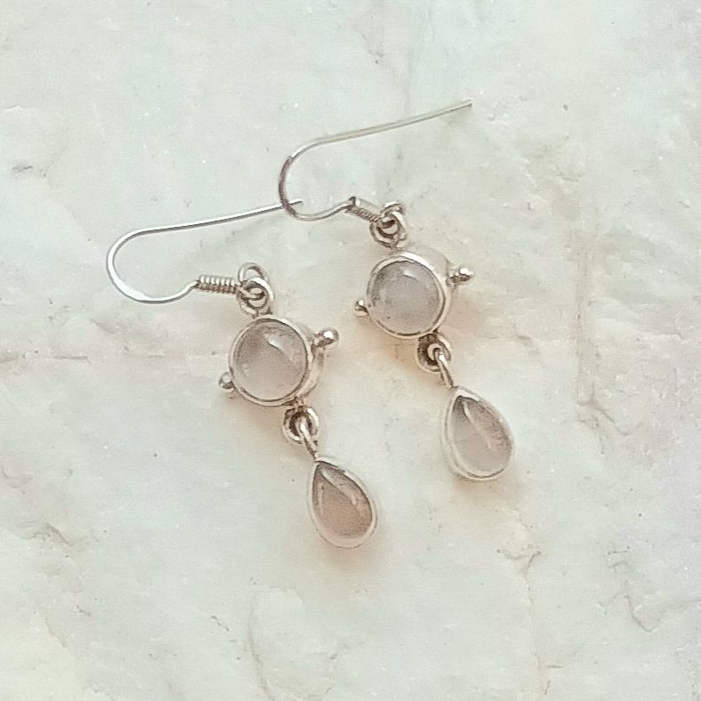 Rose Quartz Elegant Sterling Silver Earrings