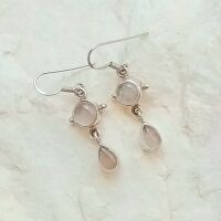 Rose quartz sterling silver earrings