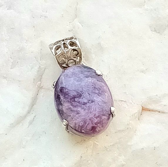 Lilac Charoite Lovely Sterling Silver Pendant