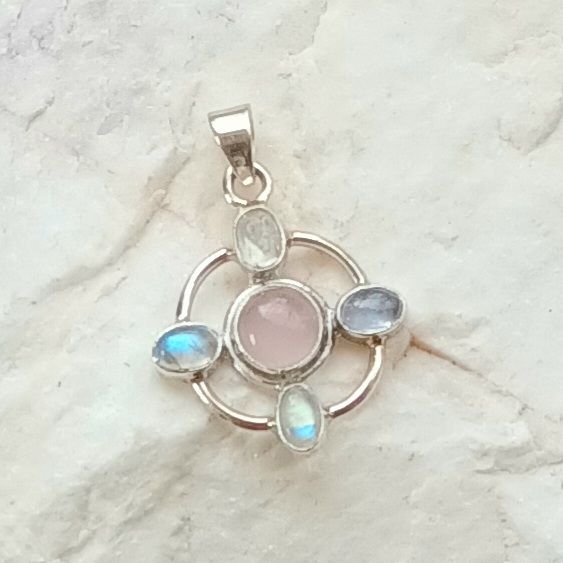 Rose Quartz Moonstone Crystal Jewellery Pendant