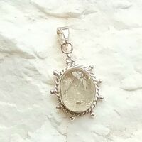 Rutile quartz silver gem pendant