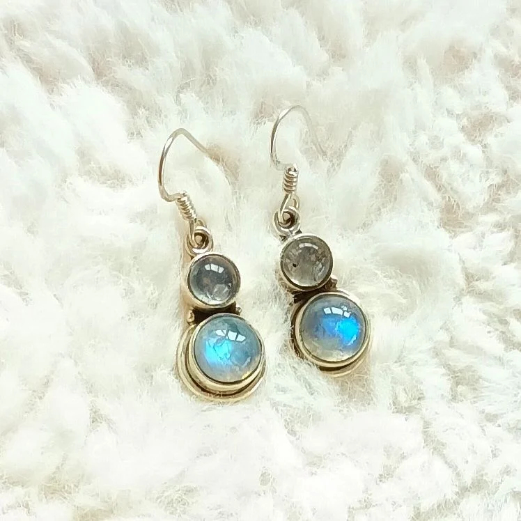 Moonstone Natural Silver Gemstone Healing Jewellery Earrings
